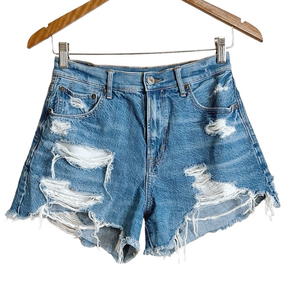 American Eagle Outfitters Pants - American Eagle Highest Rise 90s Boyfriend Short Size 4 Womens Blue Distressed